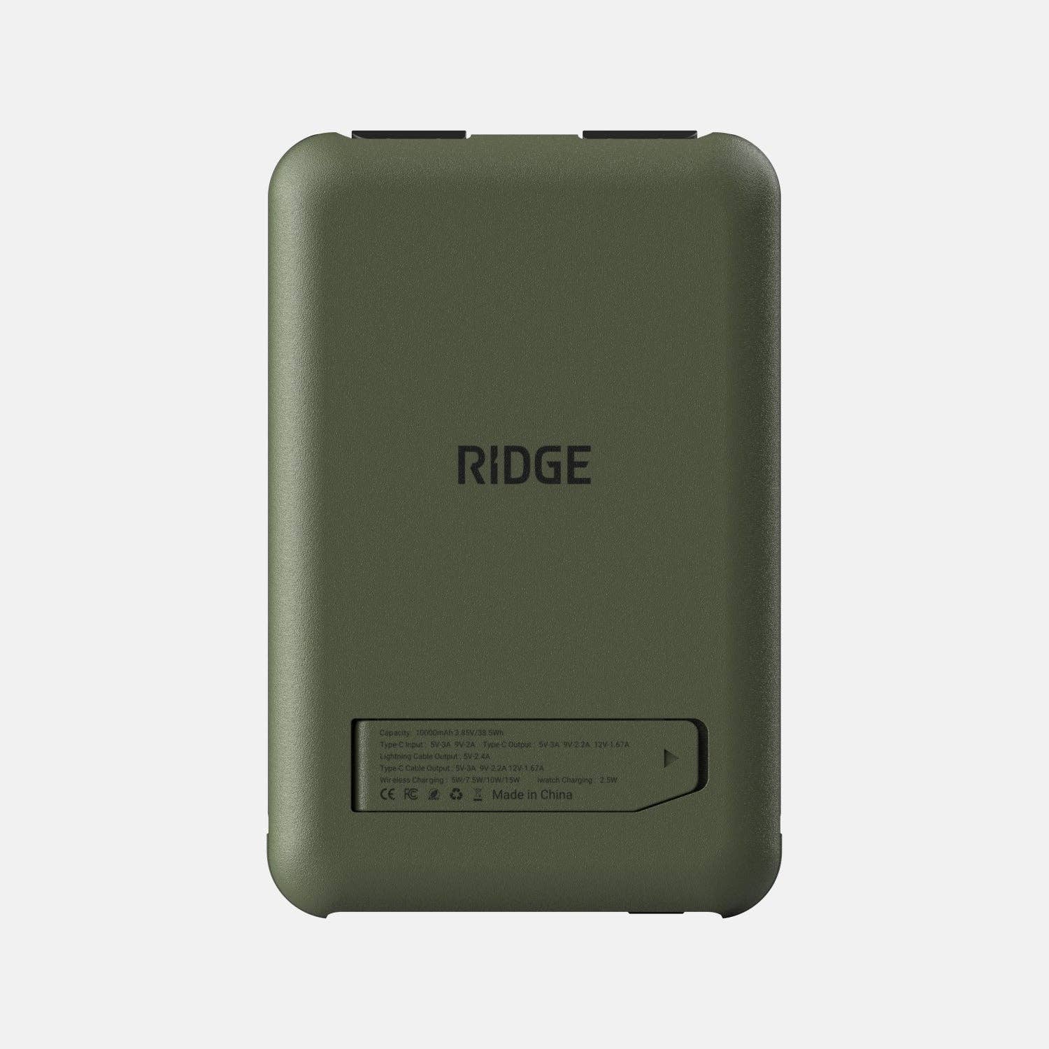 Ridge Power Bank - 10k mAh - Matte Olive