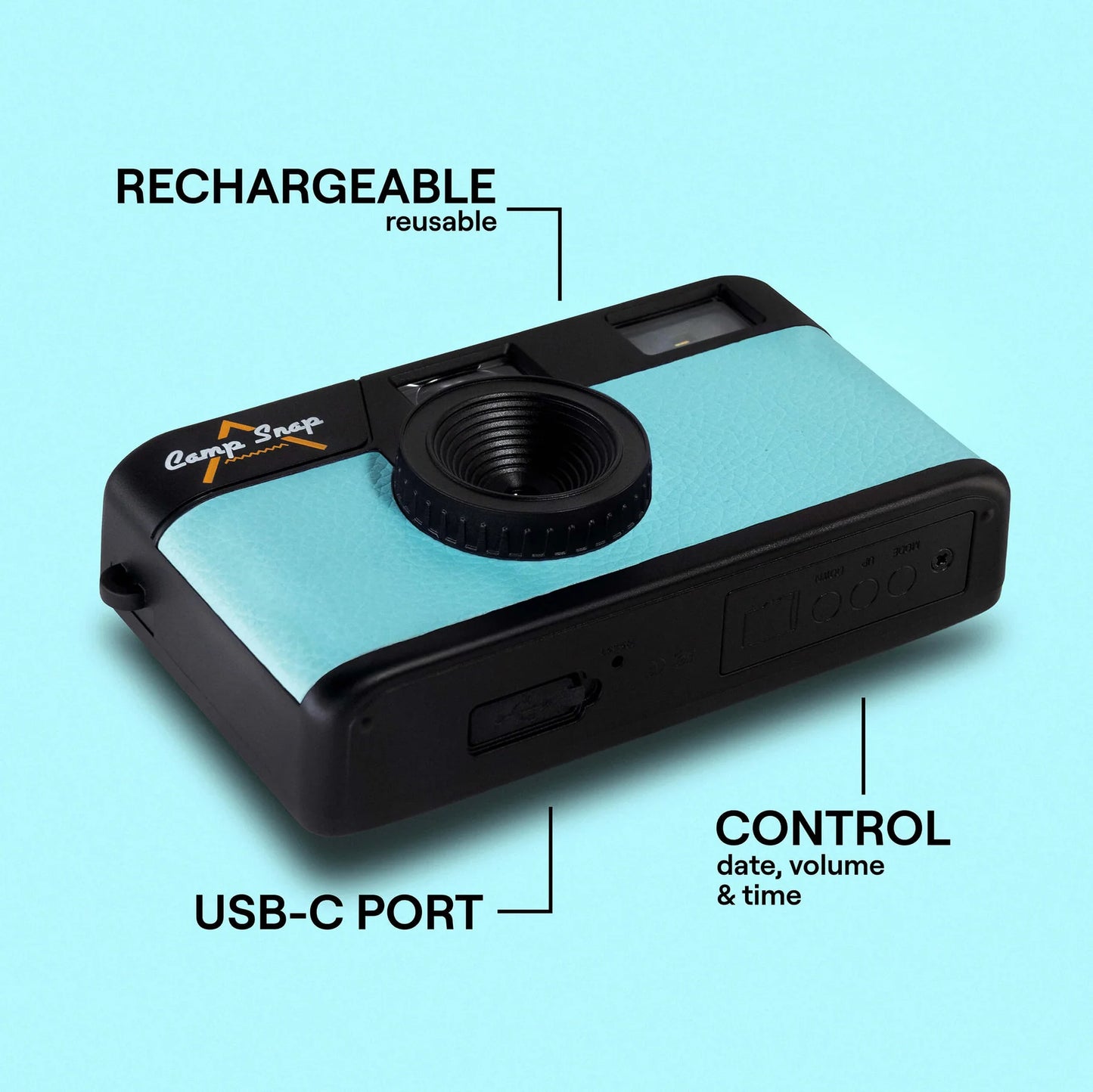 Screen-Free Digital Camera: Seaglass Blue