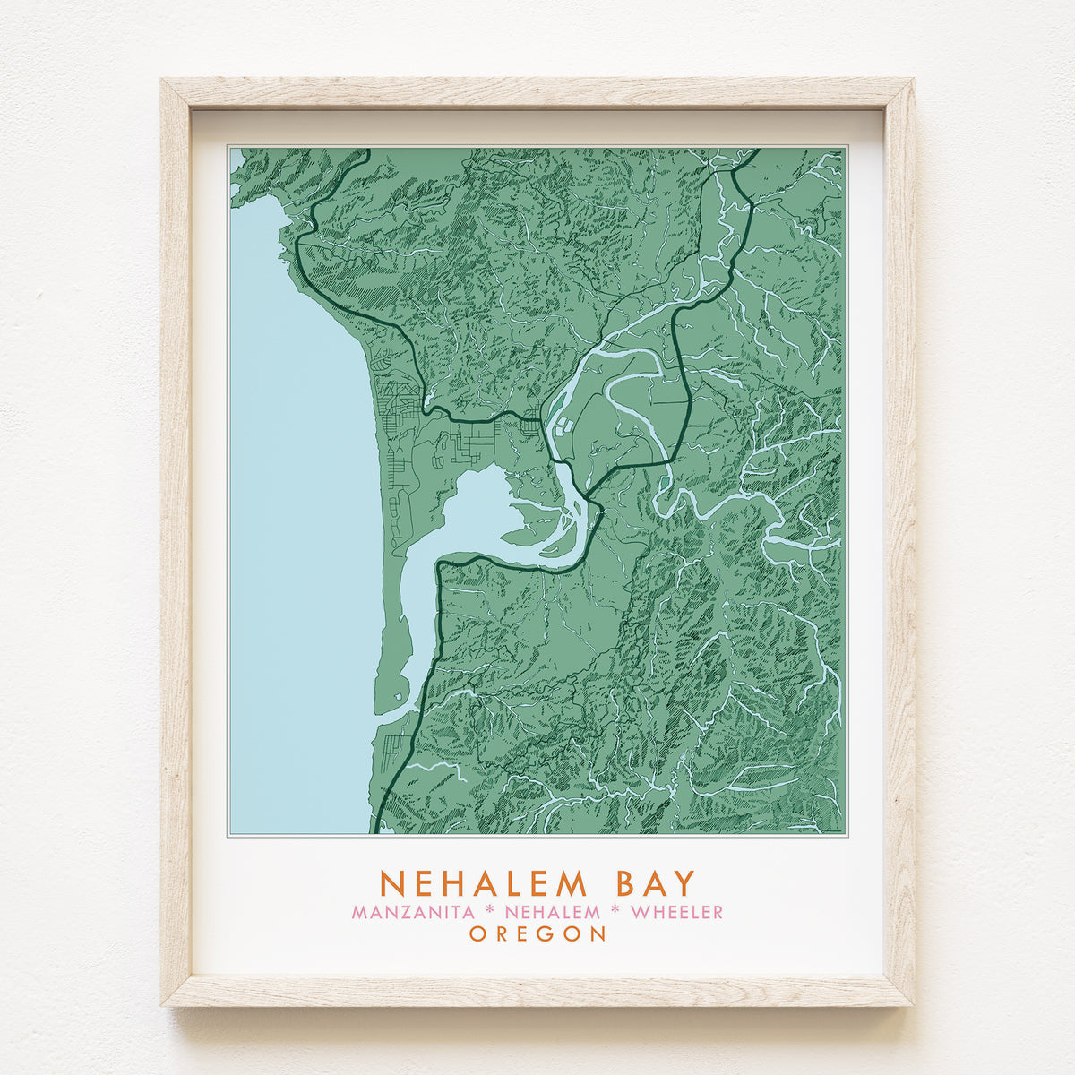 Nehalem Bay Map Print