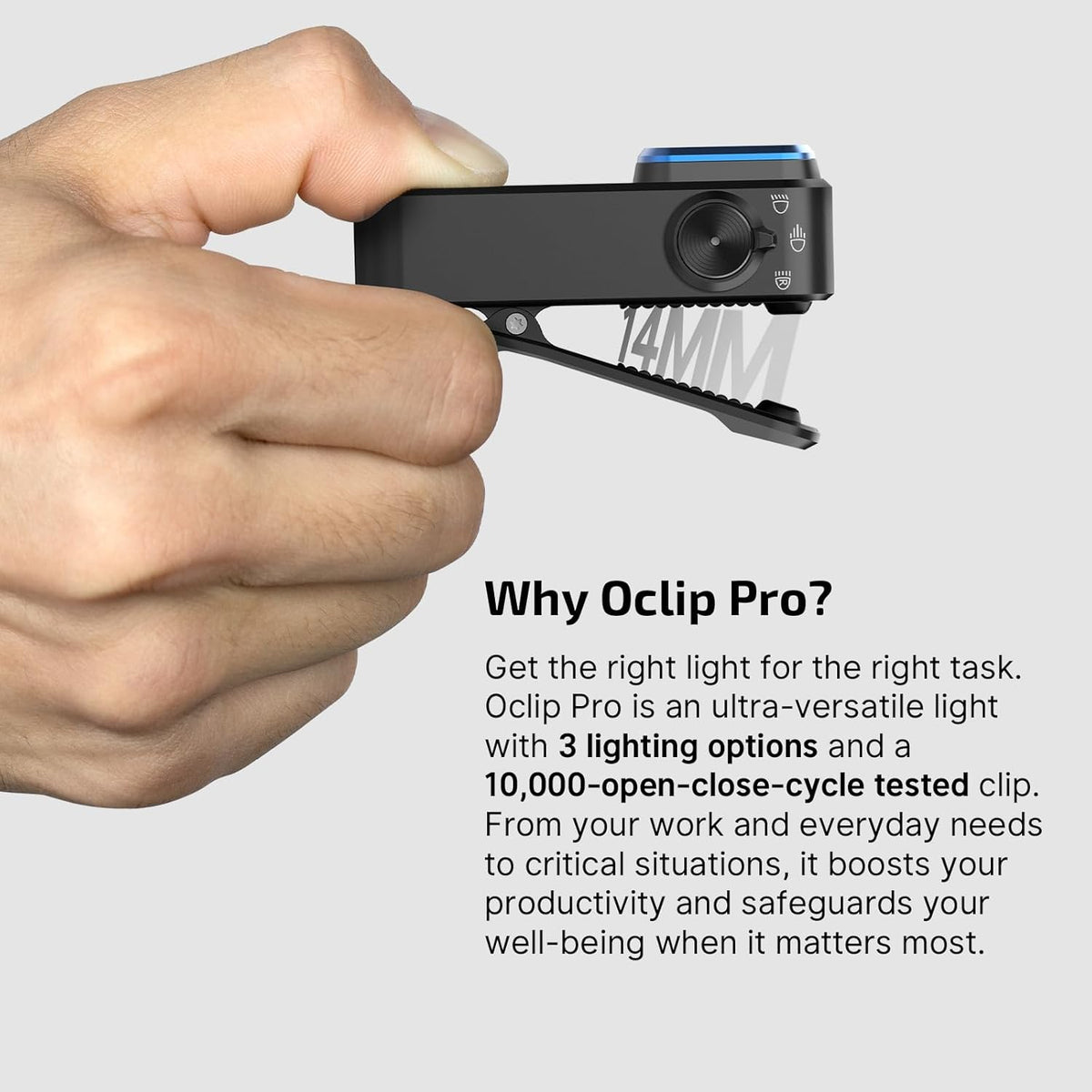 Oclip Pro Clip-on Flashlight - Black
