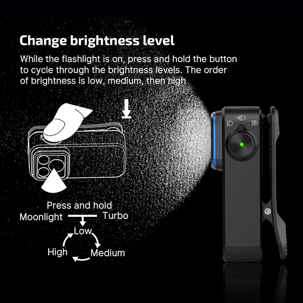 Oclip Pro Clip-on Flashlight - Black