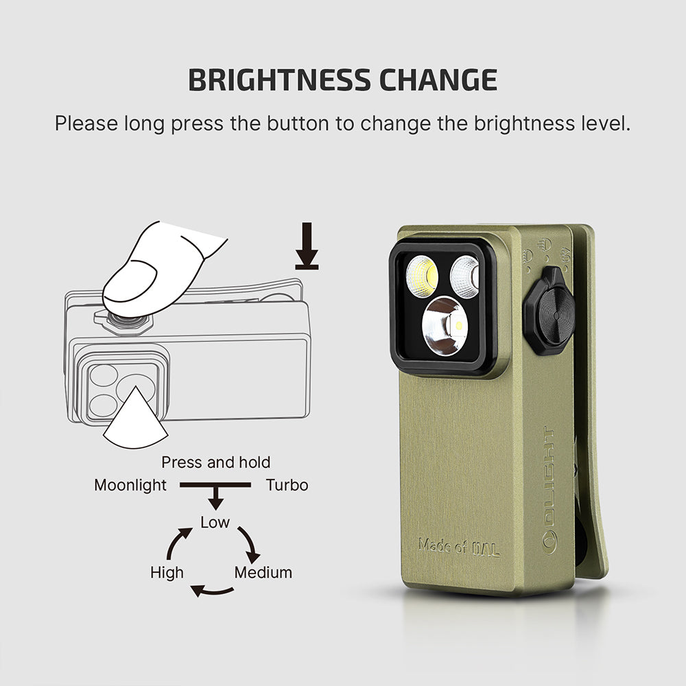 Oclip Ultra Clip-on Flashlight - Olive Green