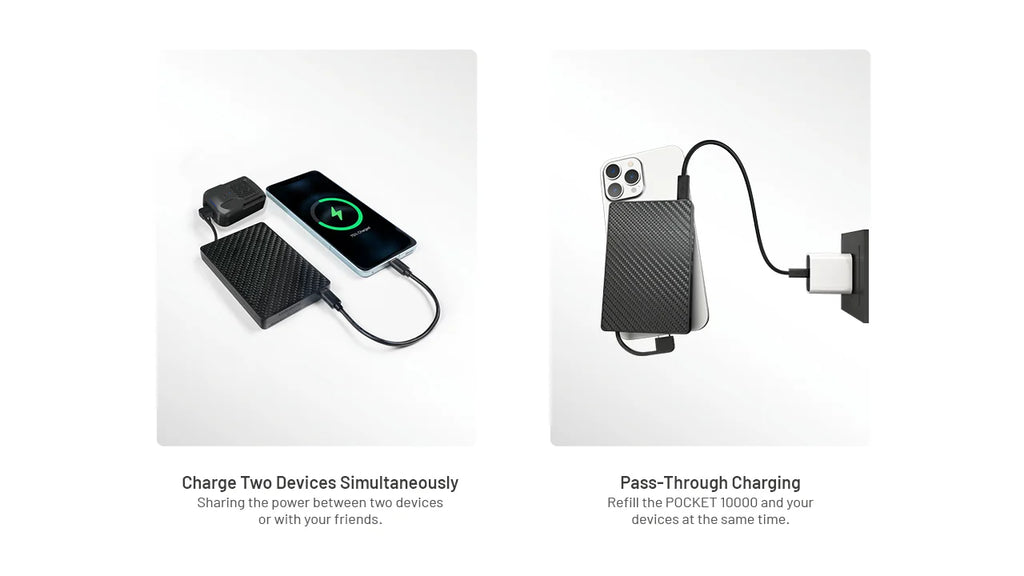 Pocket 10,000mAh USB-C Power Bank with Built-In Cable