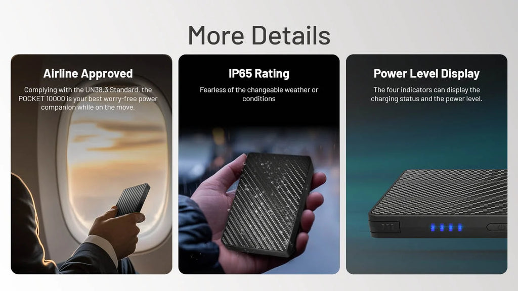Pocket 10,000mAh USB-C Power Bank with Built-In Cable