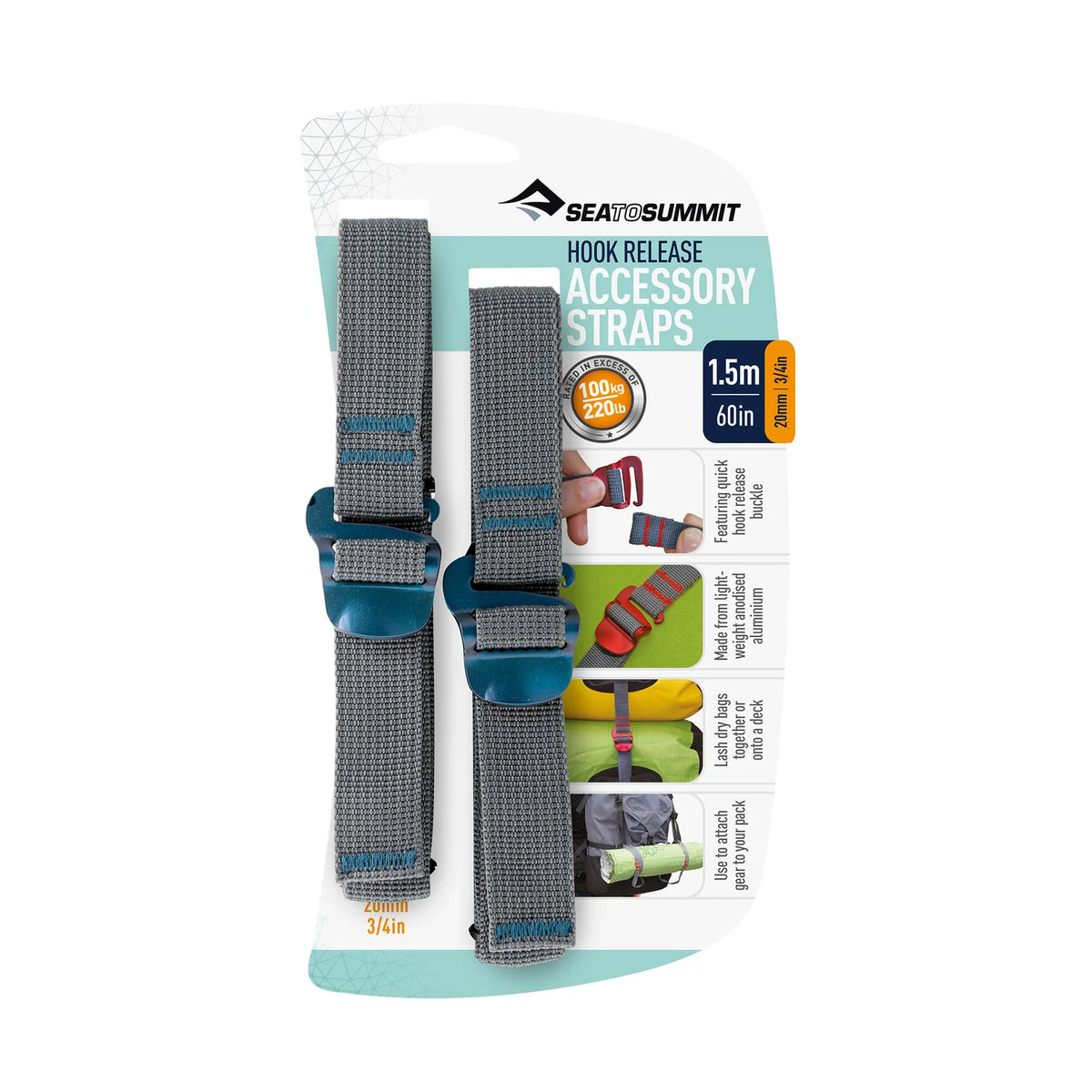 Accessory Straps with Hook Release - 60 Inch, 20mm, 2 Straps