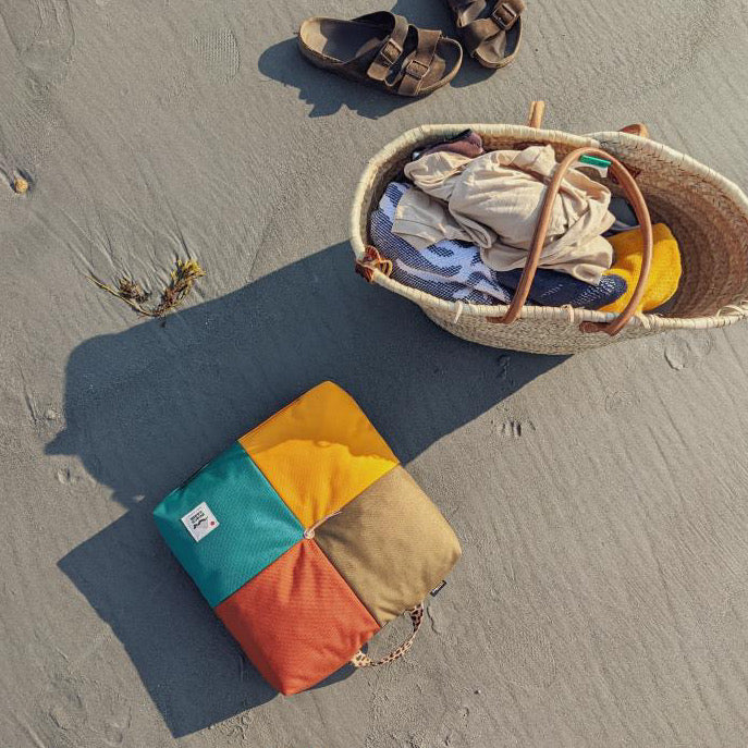 Wanderer "Quad" Outdoor Cushion - Tan/Rust/Turq/Gold