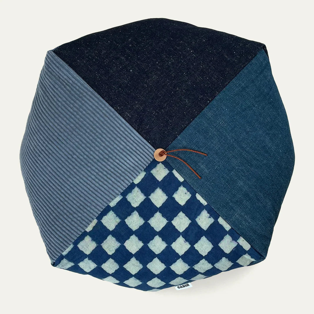 Wingspread Cushion - Indigo/Checkerboard Patchwork