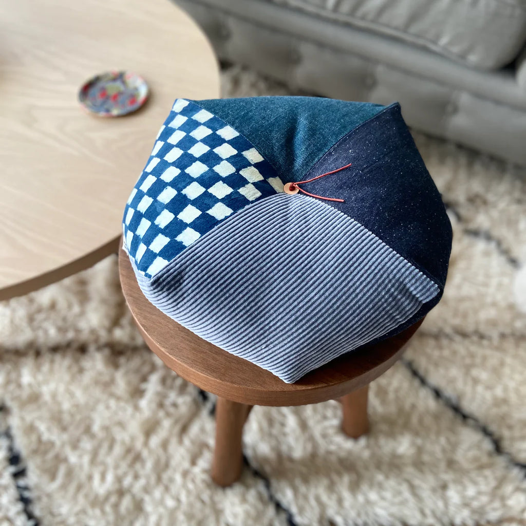Wingspread Cushion - Indigo/Checkerboard Patchwork
