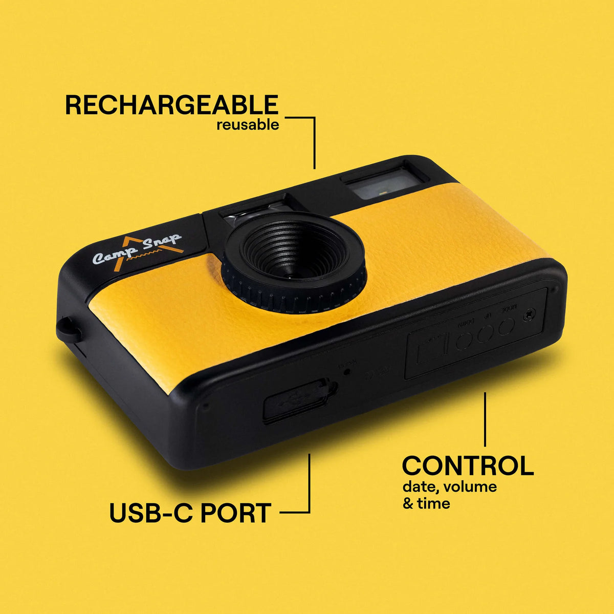 Yellow Square Camera Screen-Free Digital Camera: Sunbeam Yellow – Base Camp Manzanita